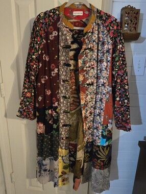 Mixed Floral Patchwork Long Coat - Multi
